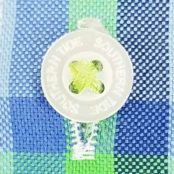 Southern Tide Small Classic Fit Men's Embroidered Pocket Logo Blue Plaid Cotton - Picture 6 of 9